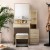 Artiss Oak Dressing Table Set with Mirror & Stool - 4 Drawers, Lockable Storage & Display Shelves for Bedroom