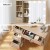 Artiss Hollywood-Style Dressing Table Set with 10 LED Bulbs, Wood Finish, 5 Drawers, and PU Leather Stool, 80x38x131cm