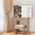 Artiss Hollywood-Style Dressing Table Set with 10 LED Bulbs, Wood Finish, 5 Drawers, and PU Leather Stool, 80x38x131cm