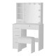 Artiss Dylan White Dressing Table Set with Stool, 10 LED Bulbs, 5 Drawers, MDF & Melamine Finish, USB Powered, 80x38.5x