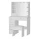 Artiss Dylan White Dressing Table Set with Stool, 10 LED Bulbs, 5 Drawers, MDF & Melamine Finish, USB Powered, 80x38.5x