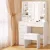 Artiss Dylan White Dressing Table Set with Stool, 10 LED Bulbs, 5 Drawers, MDF & Melamine Finish, USB Powered, 80x38.5x