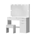 Artiss LED Dressing Table Set with Stool, 10 Dimmable Bulbs, Large Mirror, 3 Colour Lights, White, 105x40x140cm