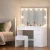 Artiss LED Dressing Table Set with Stool, 10 Dimmable Bulbs, Large Mirror, 3 Colour Lights, White, 105x40x140cm