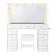 Artiss White Vanity Desk Set with LED Mirror, 11 Drawers, Tempered Glass, Charging Station, Foam-Padded Stool, 120cm