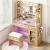 Artiss Dressing Table Vanity Desk Set with 10 LED Bulbs, RGB Light, USB Ports, Stool, Wood Finish, 90x40x142cm