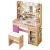 Artiss Dressing Table Vanity Desk Set with 10 LED Bulbs, RGB Light, USB Ports, Stool, Wood Finish, 90x40x142cm