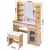 Artiss Dressing Table Vanity Desk Set with 10 LED Bulbs, RGB Light, USB Ports, Stool, Wood Finish, 90x40x142cm