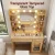 Artiss Dressing Table Vanity Desk Set with 10 LED Bulbs, RGB Light, USB Ports, Stool, Wood Finish, 90x40x142cm