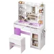 Artiss White Vanity Desk Set with 10 LED Bulbs, Adjustable RGB Lighting, USB Charging, and Storage Drawers - 90x40x142cm