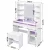 Artiss White Vanity Desk Set with 10 LED Bulbs, Adjustable RGB Lighting, USB Charging, and Storage Drawers - 90x40x142cm