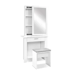 Artiss White Dressing Table Set with Sliding Mirror & Stool - Stylish Storage Solution for Beauty Essentials