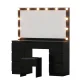 Artiss Black LED Vanity Set with Mirror & Stool, 12 Bulbs, 7 Drawers, USB Powered, 118cm x 39cm x 143cm, PU