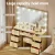 Artiss Dressing Table Vanity Set with LED Lights, Mirror & Stool – Wood Finish, 7 Drawers, 118x39x143cm, USB Powered