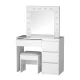Artiss White LED Dressing Table Set with 12 Bulbs, Adjustable Lighting, 4 Drawers & PU Leather Stool, 94x139x43cm