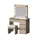 Artiss Hollywood Glam Dressing Table Set with 12 LED Bulbs, Wood Finish, Adjustable Lighting, Storage & PU Leather Stool