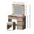 Artiss Hollywood Glam Dressing Table Set with 12 LED Bulbs, Wood Finish, Adjustable Lighting, Storage & PU Leather Stool