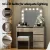 Artiss Hollywood Glam Dressing Table Set with 12 LED Bulbs, Wood Finish, Adjustable Lighting, Storage & PU Leather Stool