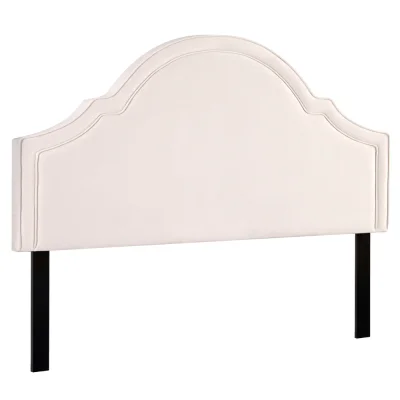 Artiss King Size Bed Headboard - Beige Velvet, Wood-Plastic Composite, Pine Legs, Scalloped Design, Easy Assembly