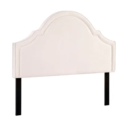 Artiss Queen Bed Frame Headboard - Beige Velvet, Wood-Plastic Composite, Pine Legs, Scalloped Design, 160x7.5x137cm