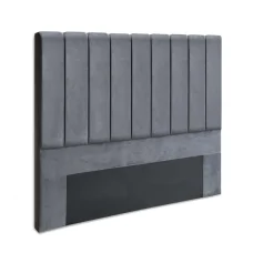 Artiss VELA Double Bed Headboard - Luxurious Grey Velvet, Art Deco Design with Sturdy Timber and High-Density Foam