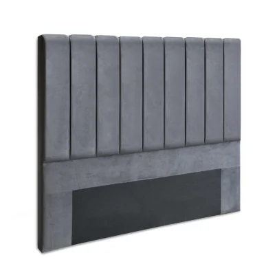Artiss VELA Double Bed Headboard - Luxurious Grey Velvet, Art Deco Design with Sturdy Timber and High-Density Foam