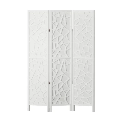 Artiss 3-Panel Room Divider Screen - 122x170cm Clover White | Eco-Friendly, Portable, Foldable & Durable Design