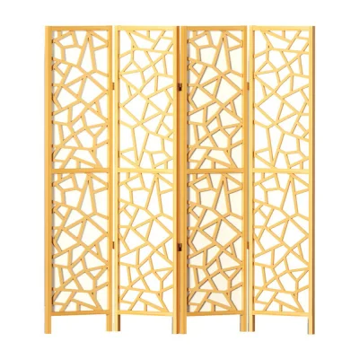 Artiss 4 Panel Room Divider Screen 162x170cm Clover Natural - Eco-Friendly, Portable, and Durable Home Privacy Solution