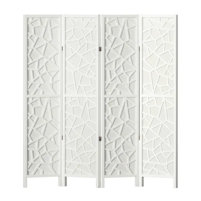 Artiss 4 Panel Clover White Room Divider Screen - Eco-Friendly, Foldable & Portable Privacy Solution