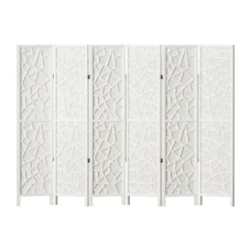 Artiss 6 Panel Room Divider Screen 244x170cm Clover White - Solid Pine Wood, Eco-Friendly, Foldable, Portable Design
