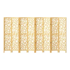 Artiss 8 Panel Room Divider Screen 325x170cm Clover Natural - Pine Wood & Non-Woven Fabric, Eco-Friendly, Foldable