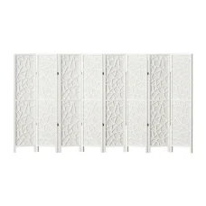 Artiss 8 Panel Room Divider Screen 325x170cm Clover White - Pine Wood, Non-Woven Fabric, Foldable, Eco-Friendly Paint