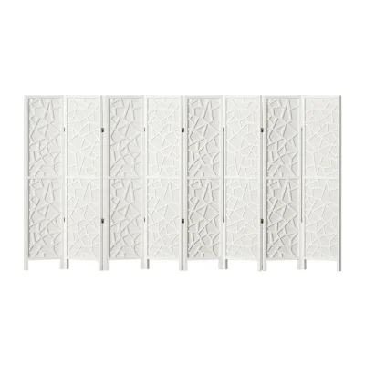 Artiss 8 Panel Room Divider Screen 325x170cm Clover White - Pine Wood, Non-Woven Fabric, Foldable, Eco-Friendly Paint