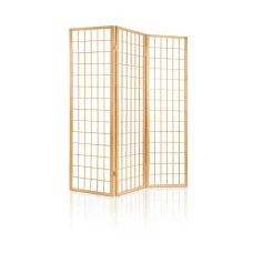 Artiss 3-Panel Room Divider Screen, 131x179cm, Natural Beige - Solid Pine Wood & Eco-Friendly Fabric, Foldable Design