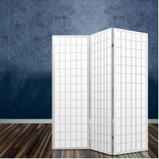 Artiss 3 Panel Room Divider Screen White 131x179cm Solid Pine Wood, Foldable, Eco-Friendly, Non-Woven Fabric