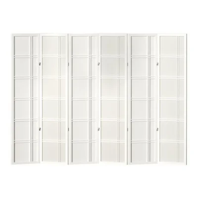Artiss 6 Panel Room Divider Screen Nova White - Pine Wood, 265x179cm, Foldable, Eco-Friendly, Non-toxic, Portable Design