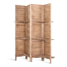 Artiss 4 Panel Room Divider 163x170cm - Solid Paulownia Wood, Oak Finish, Eco-Friendly, Non-Fade, Foldable & Waterproof