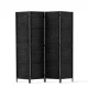 Artiss 4-Panel Room Divider, 163x170cm, Woven Black, Poplar Wood & Rolled Paper, Foldable, Water & Fade Resistant