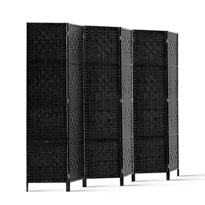 Artiss 6 Panel Room Divider Screen 245x170cm, Black - Eco-Friendly, Hand-Woven, New Zealand Pine, Foldable & Durable