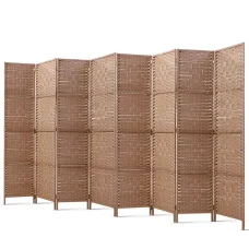 Artiss 8 Panel Room Divider Screen, 326x170cm, Woven Natural, Poplar Frame, Eco-Friendly, Foldable, Lightweight Design