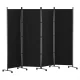 Artiss 4 Panel Room Divider Screen 217cm Black Oxford Fabric, Foldable, Lockable Wheels, Metal Frame, Portable Partition