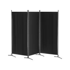 Artiss 3 Panel Room Divider Screen 260x180cm Black Fabric, Foldable, Lightweight, Metal Frame, Home Office Privacy