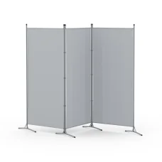 Artiss 3 Panel Room Divider, 260x180cm, Grey Fabric - Foldable, Lightweight, Adjustable with Metal Tube Frame