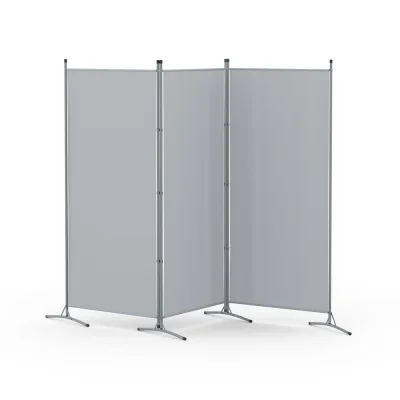 Artiss 3 Panel Room Divider, 260x180cm, Grey Fabric - Foldable, Lightweight, Adjustable with Metal Tube Frame Artiss 3 Panel Room Divider, 260x180cm, Grey Fabric - Foldable, Lightweight, Adjustable with Metal Tube Frame
