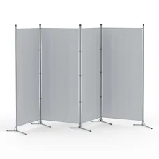 Artiss 4 Panel Room Divider Screen 345x180cm Grey – Foldable, Lightweight, Metal Frame, Adjustable, Home/Office Use