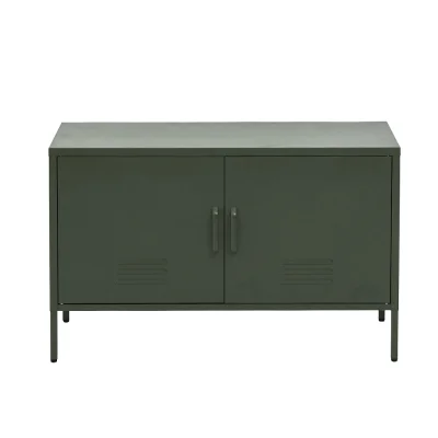 ArtissIn Buffet Sideboard Metal Cabinet, Cold Rolled Steel, Green Pine, 100x40x64cm, Modern Functional Design