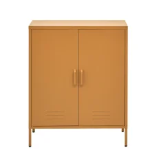 ArtissIn Artiss Buffet Sideboard Metal Cabinet, Yellow, 80x40x101.5cm - Modern Storage Solution, Versatile Design
