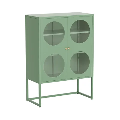 ArtissIn Buffet Sideboard Metal Cabinet, Cold-Rolled Steel, 85x40x120cm, Light Green, Modern Storage Solution ELLA