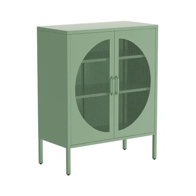ArtissIn Buffet Sideboard Metal Cabinet, Cold-Rolled Steel, Light Green, 80x40x102cm, Modern Storage Solution