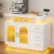 Artiss White Buffet Sideboard Cabinet with LED Lighting, Clear Doors, Gold Handles, E1 Particle Board, 100x40x80cm
